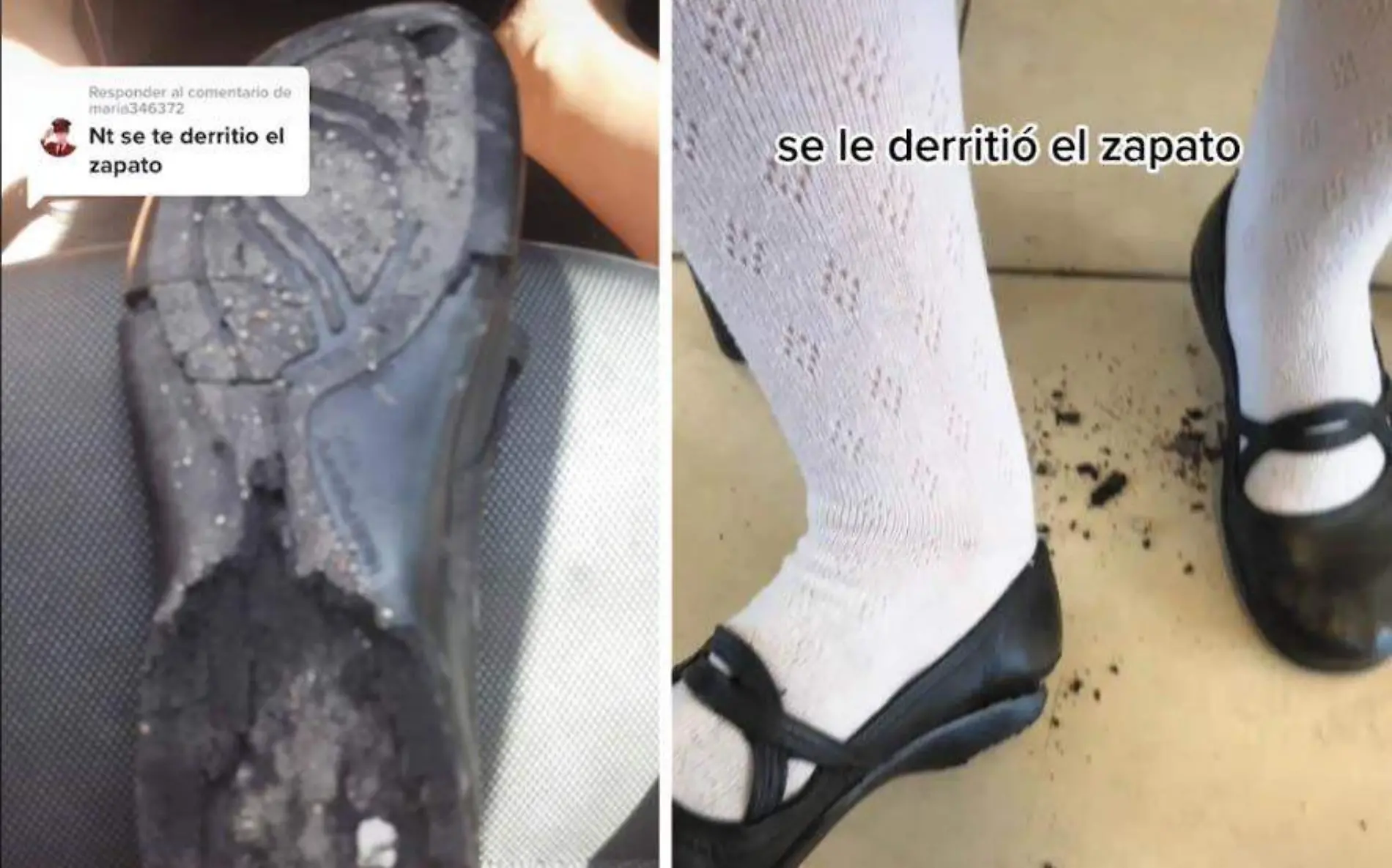 Intenso calor derrite zapato de estudiante